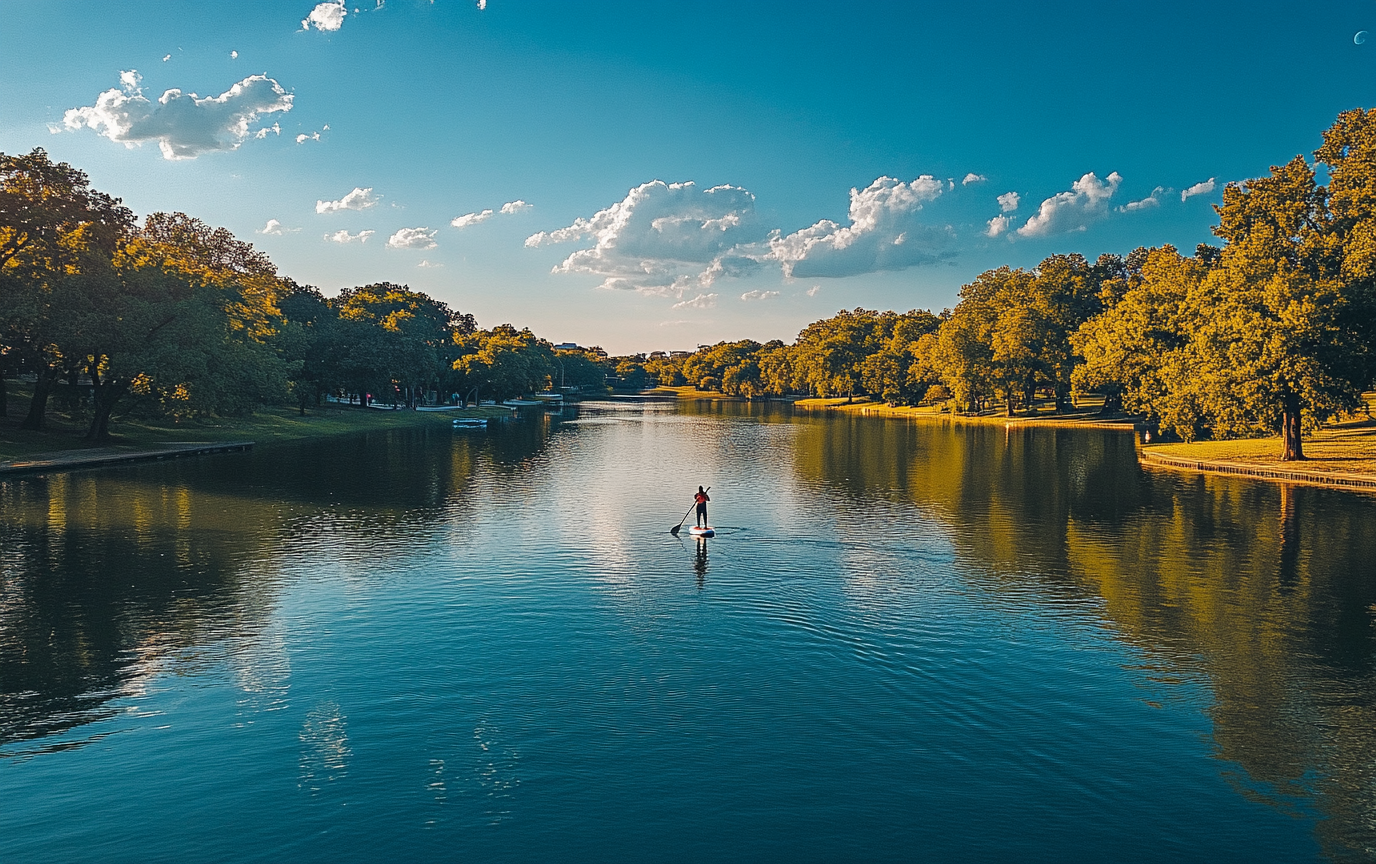 paddleboarding on lake pflugerville is at the top of the list of things to do in austin, texas