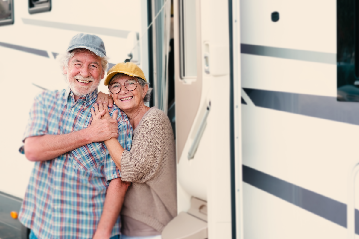 a couple smiles at their long-term rv park near cedar park tx